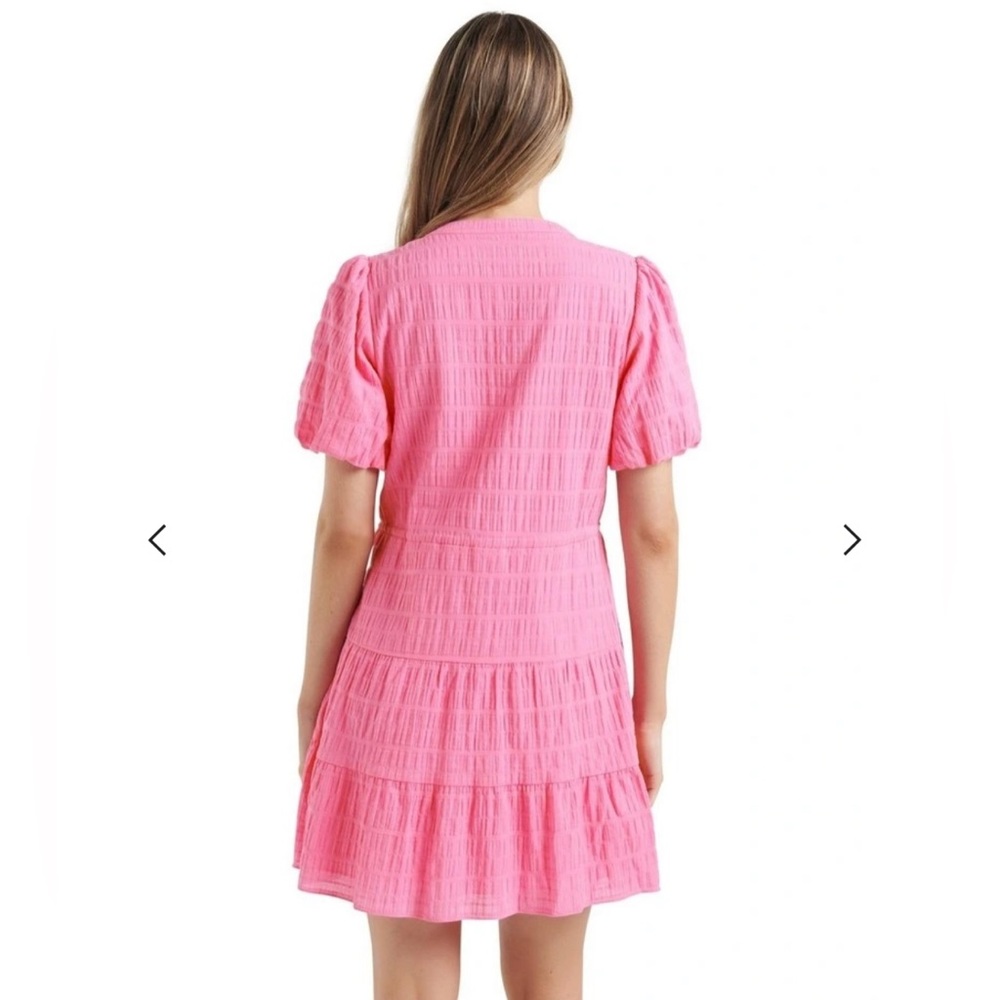 Size 12 - Forever New Posie Textured Smock Shirt Dress in Pink Cosmos - Picture 3 of 13